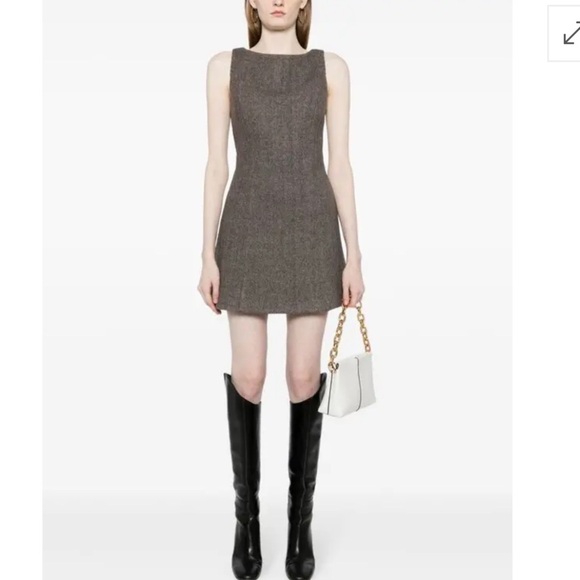 Reformation Willene Sleeveless Tweed Wool Mini Dress Size 8 Brown - Picture 1 of 9
